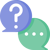 Speech bubbles, one with a question mark.