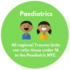 Paediatrics: All regional trauma units can refer those under 16 to the paediatric MTC.