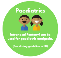 Intranasal fentanyl can be used for paediatric analgesia. (See dosing guideline in ED).