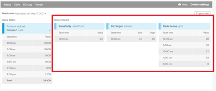 Tidepool - bolus settings