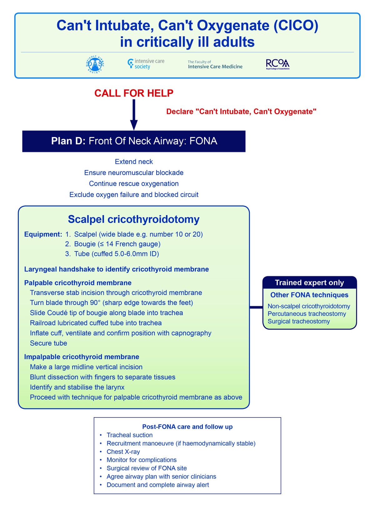 Can’t Intubate, Can’t Oxygenate (CICO) in critically ill adults algorithm