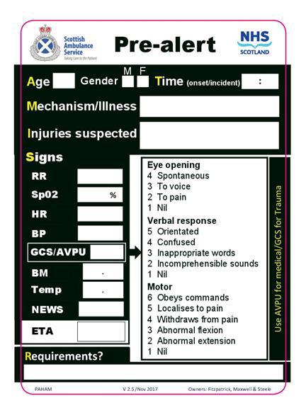 Pre-alert form