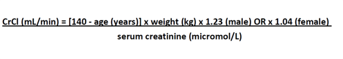 Cockcroft Gault creatine clearance equation